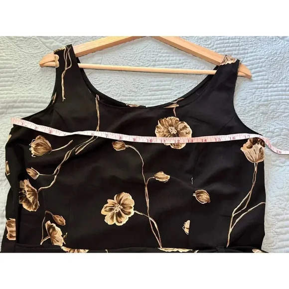 Vintage Basic Editions Black Floral Tie Front Button Back Scoop Neck 90s Y2K 8 - Picture 11 of 11